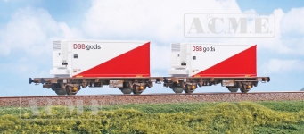 ACME 45098 - H0 - 2-tlg. Set Flachwagen DSB-gods, DSB, Ep. V